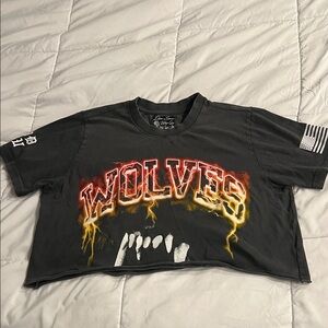 Darc Sport Wolves Crop T-Shirt - Dark Charcoal Gray Size S